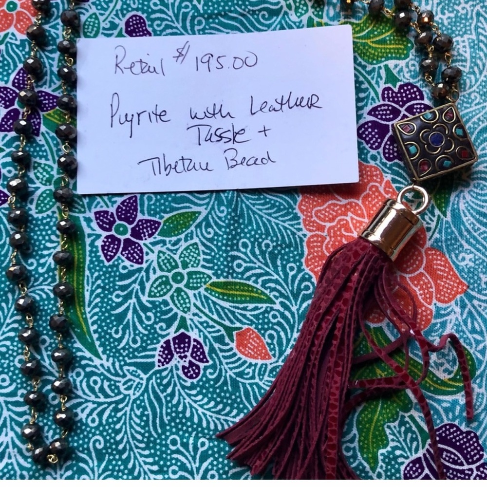 NEW! Tibetan Beaded Leather Tassel Necklace, Handmade